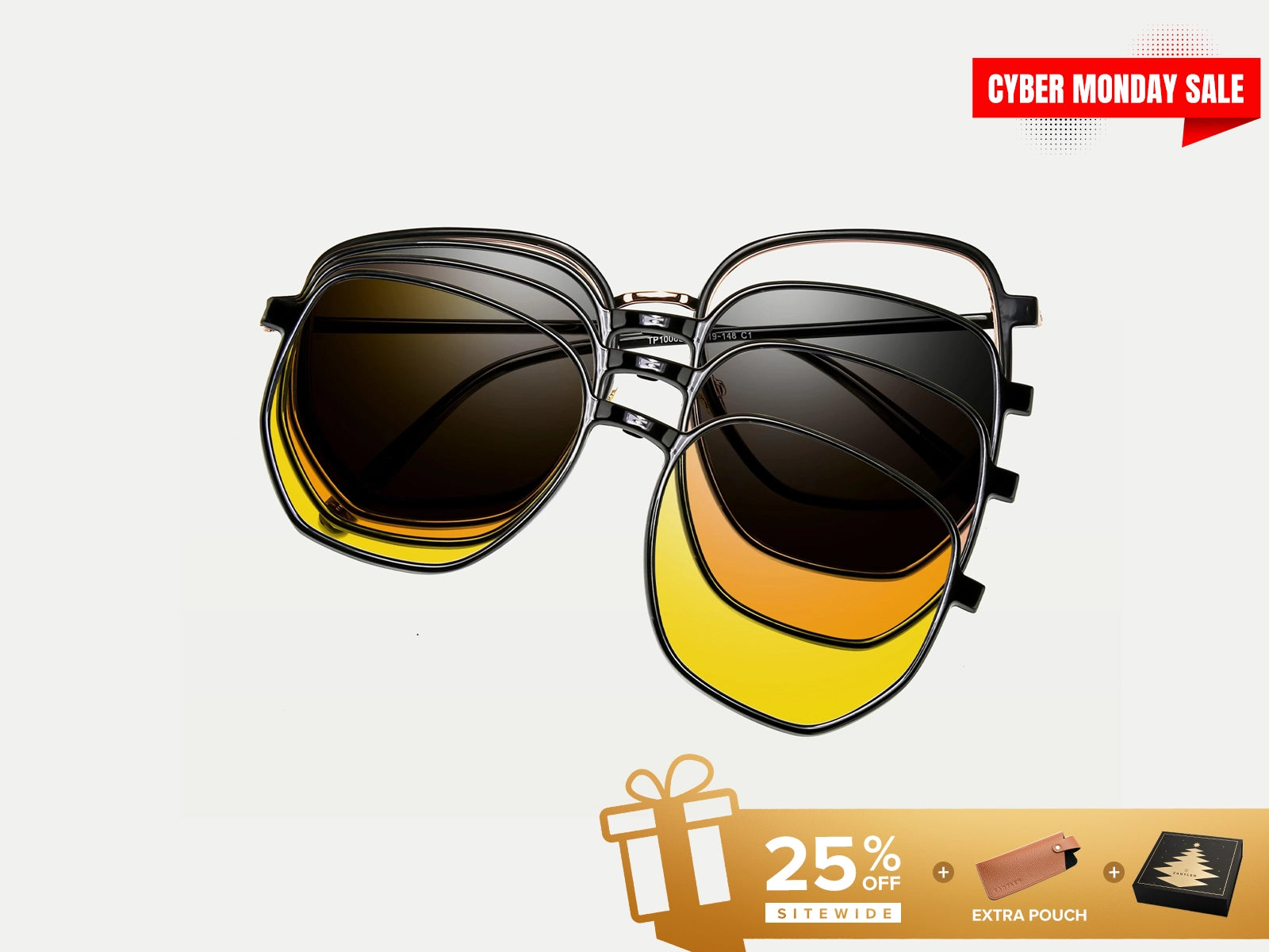 ZanyLen Angela Geometric TR90 Clip-on Magnetic Eyeglasses and