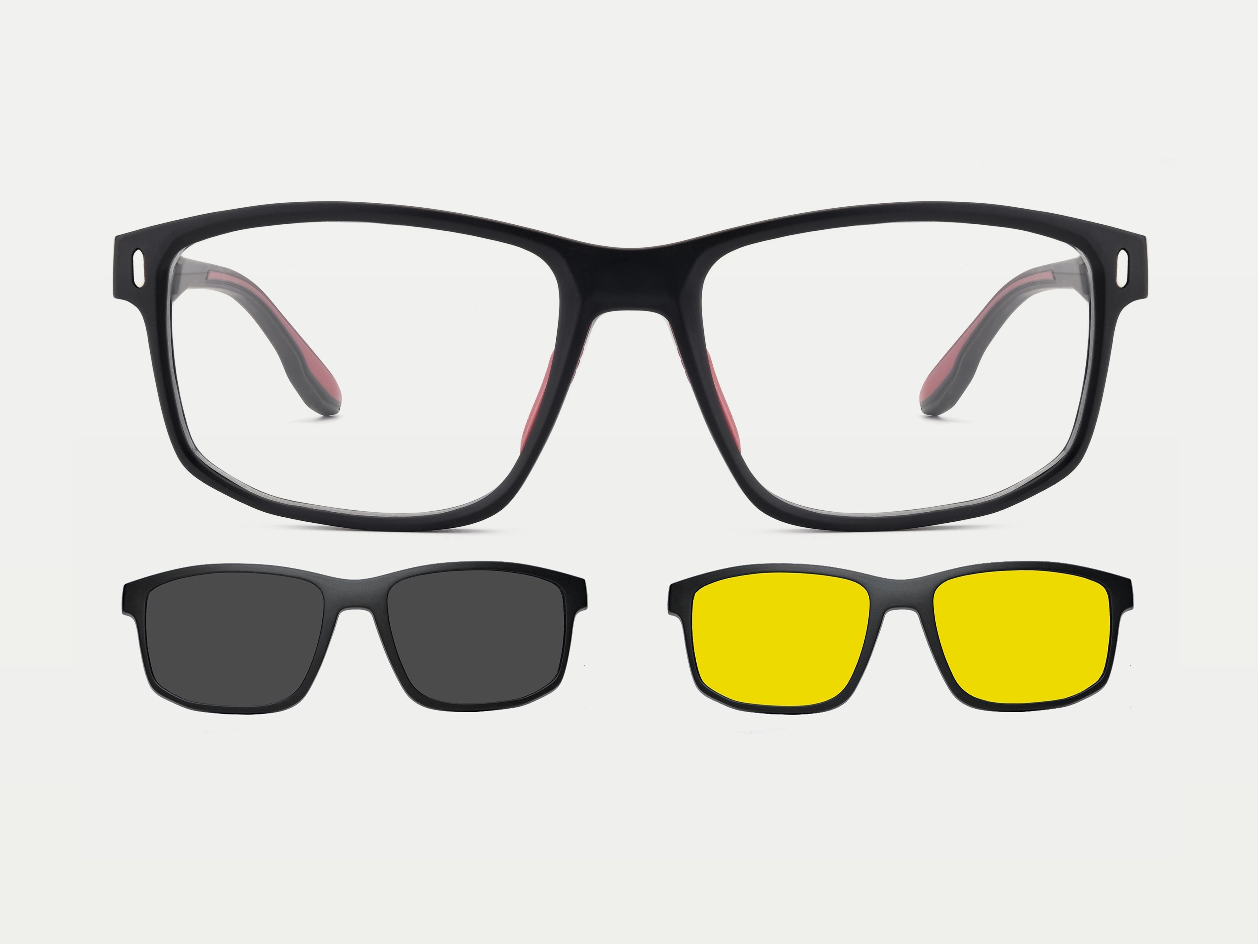 ZanyLen TR90 Rectangle Sporty Magnetic Clip-on Eyeglasses