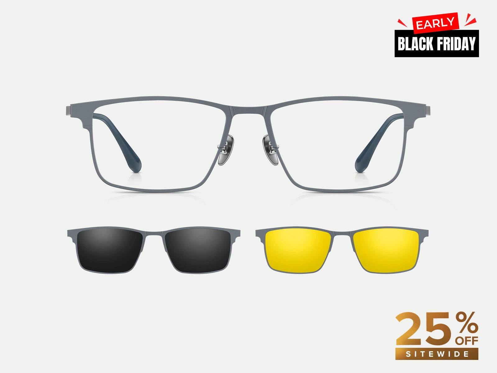 ZanyLen New Arrival Men's Rectangle Titanium Magnetic Clip-on