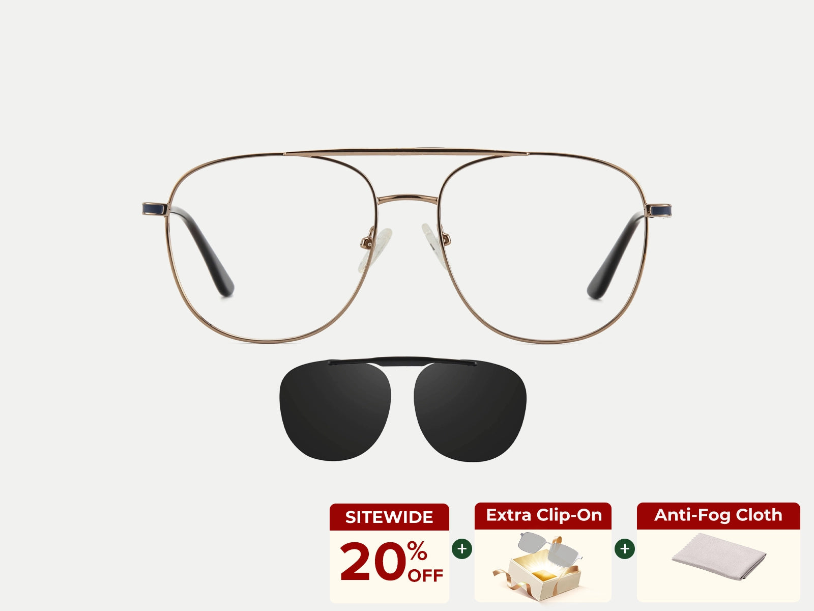 メガネ ZanyLen New Metal Flip-up Aviator Magnetic Clip-on Sunglasses