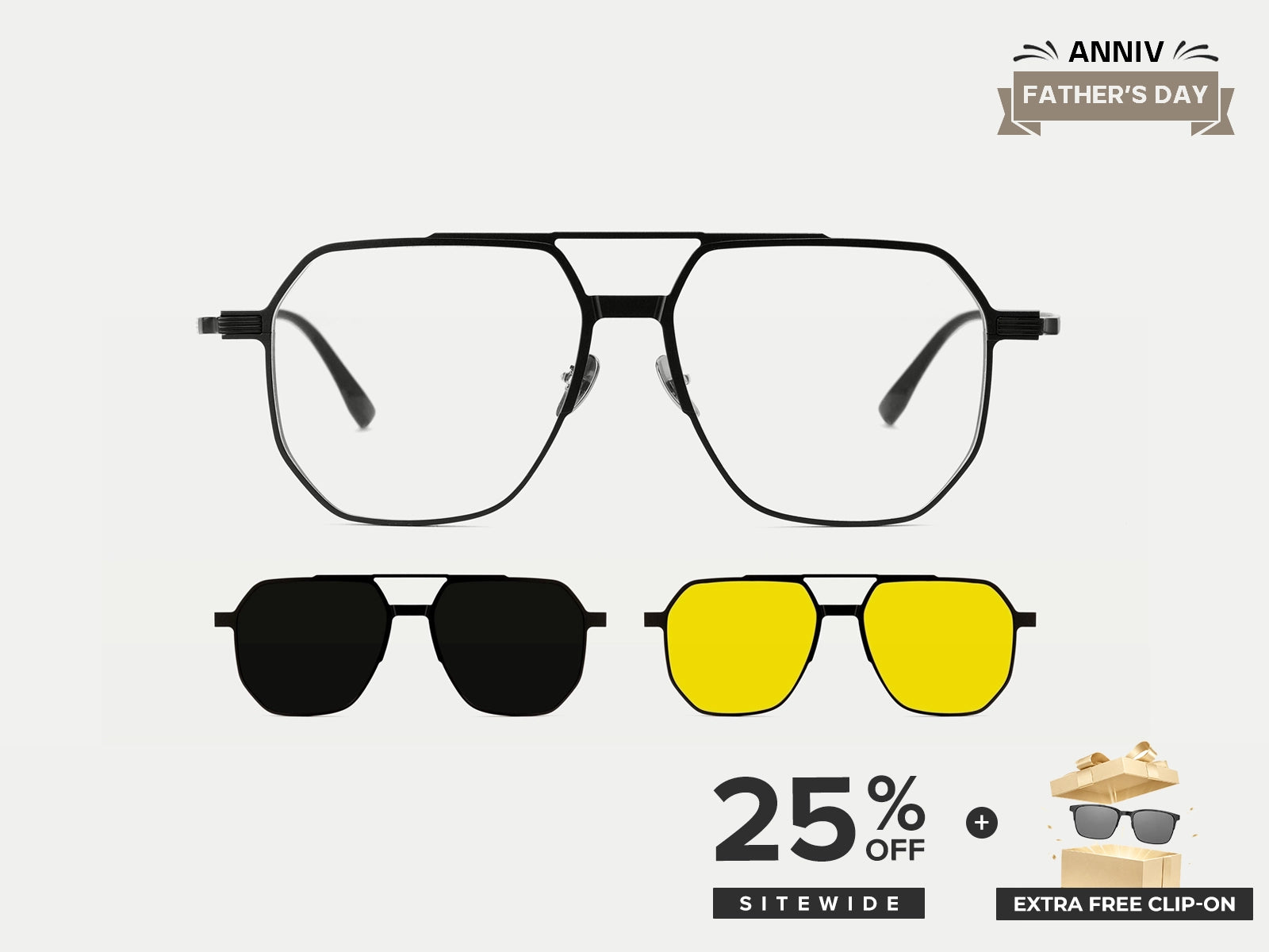 GLAY メガジャケ ZanyLen Oversized Large Men Aviator Titanium Magnetic Clip-on