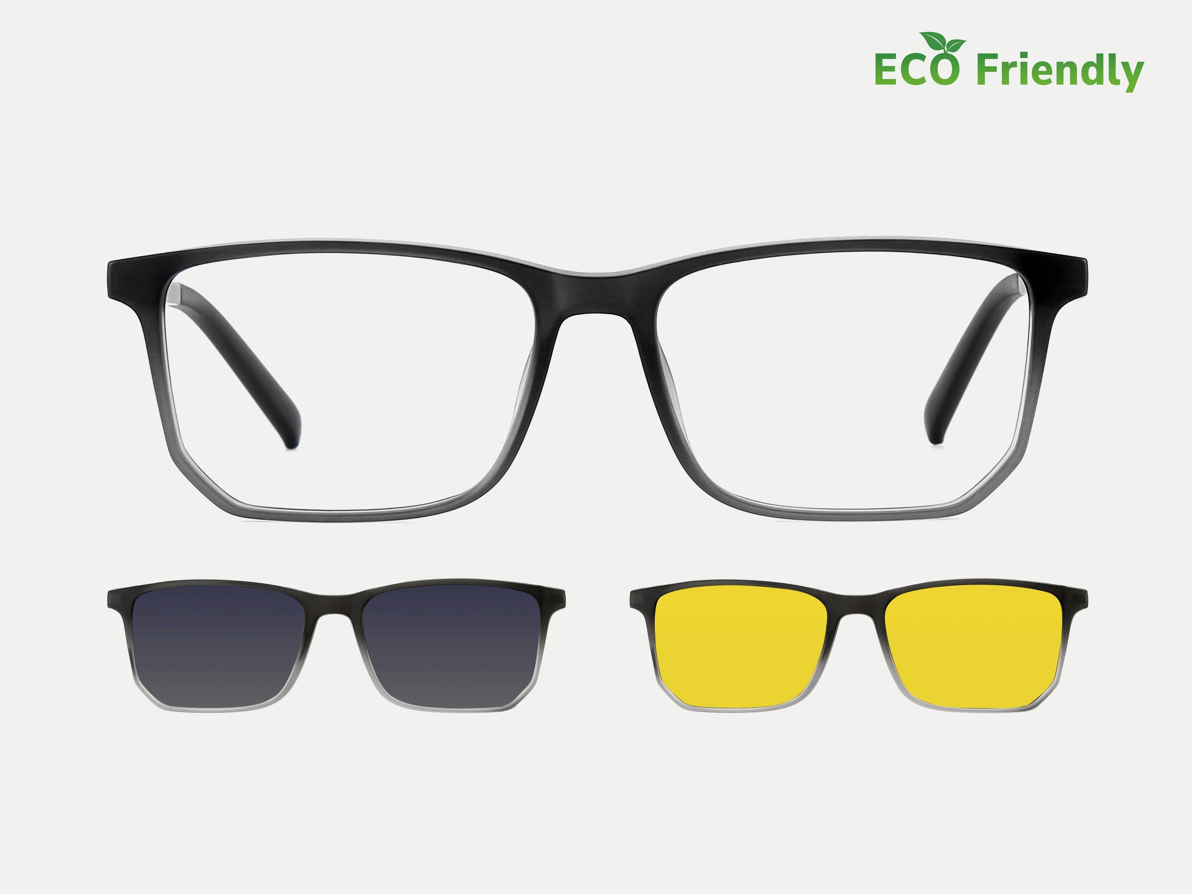 ZanyLen Eco-friendly TR Rectangle Magnetic Clip-on Glasses