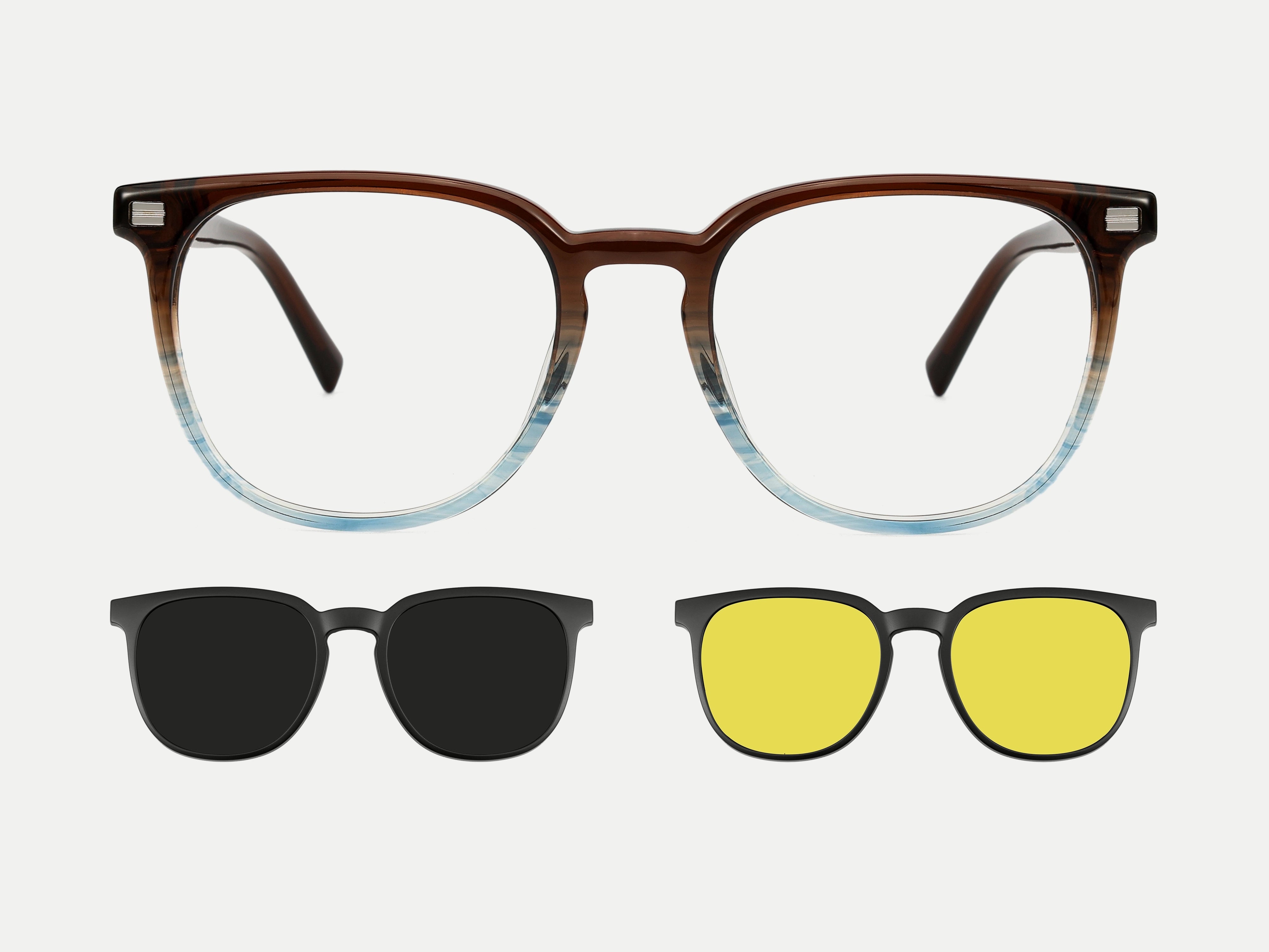 ZanyLen Handcrafted Acetate Square Magnetic Clip-on Eyewear