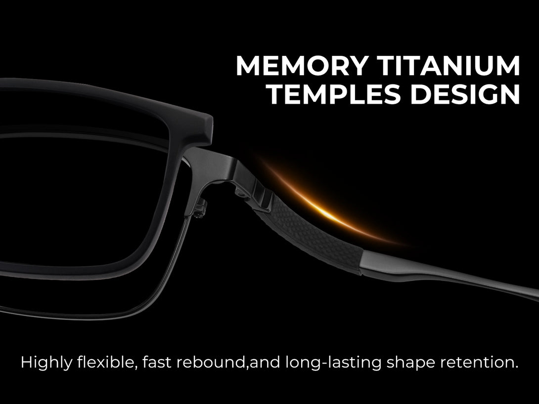 ZanyLen Wraparound Titanium Men Rectangle Magnetic Clip-on Glasses