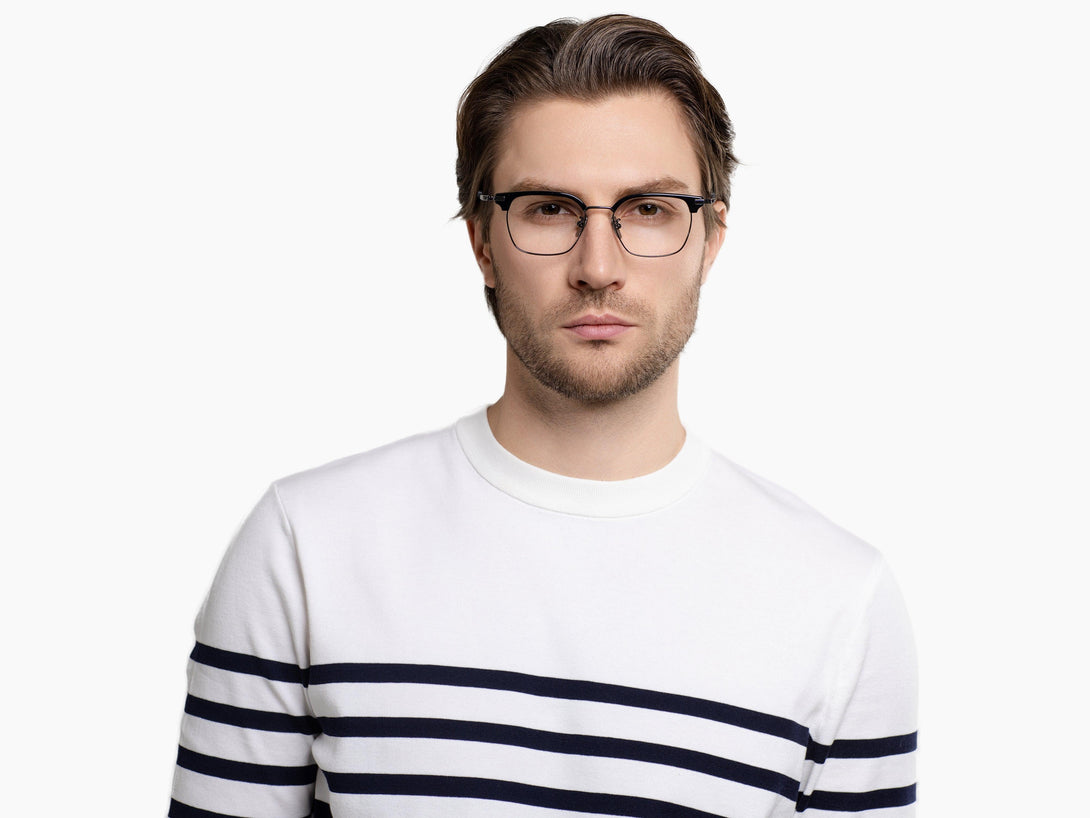 Santino | Retro Acetate Browline Titanium Eyeglasses | ZanyLen 2025 New Arrival