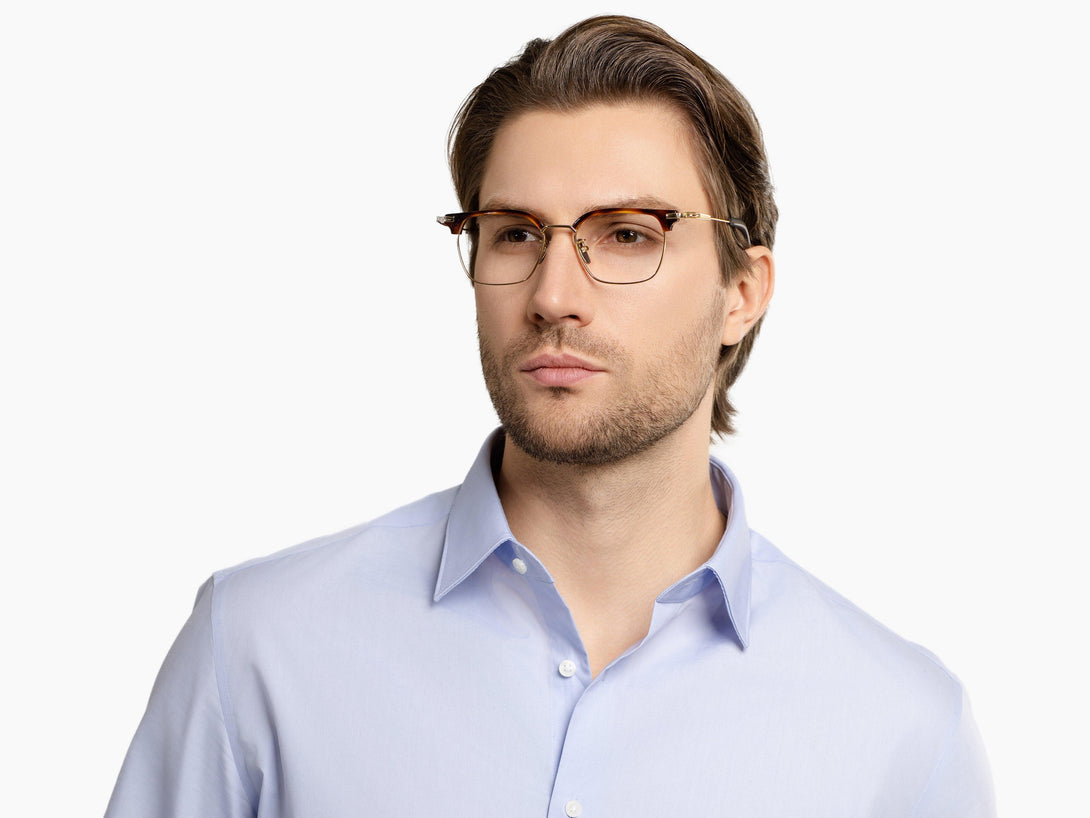 Santino | Retro Acetate Browline Titanium Eyeglasses | ZanyLen 2025 New Arrival