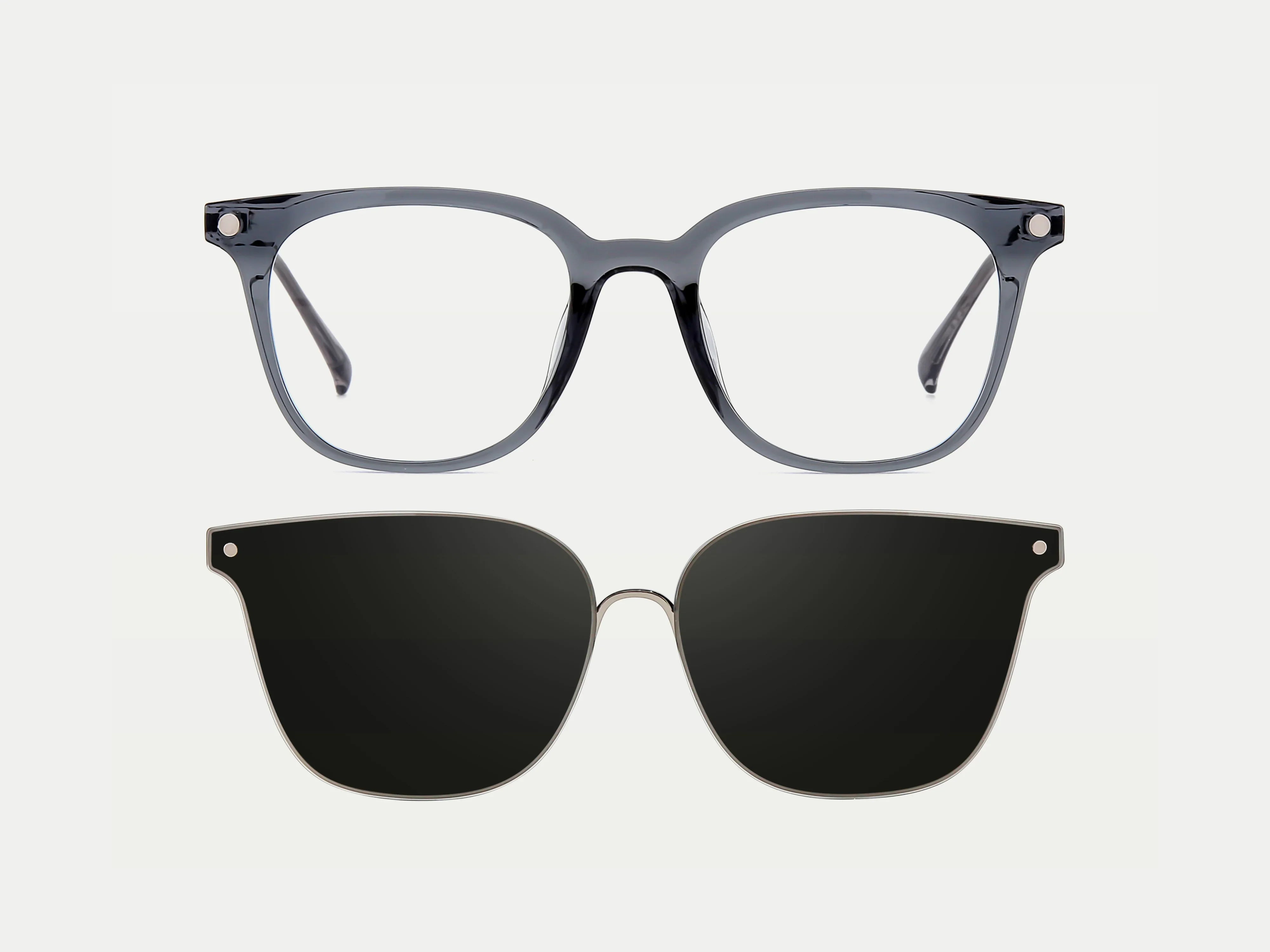 ZanyLen Men | Women Square Magnetic Clip-on Eyeglasses Sunglasses