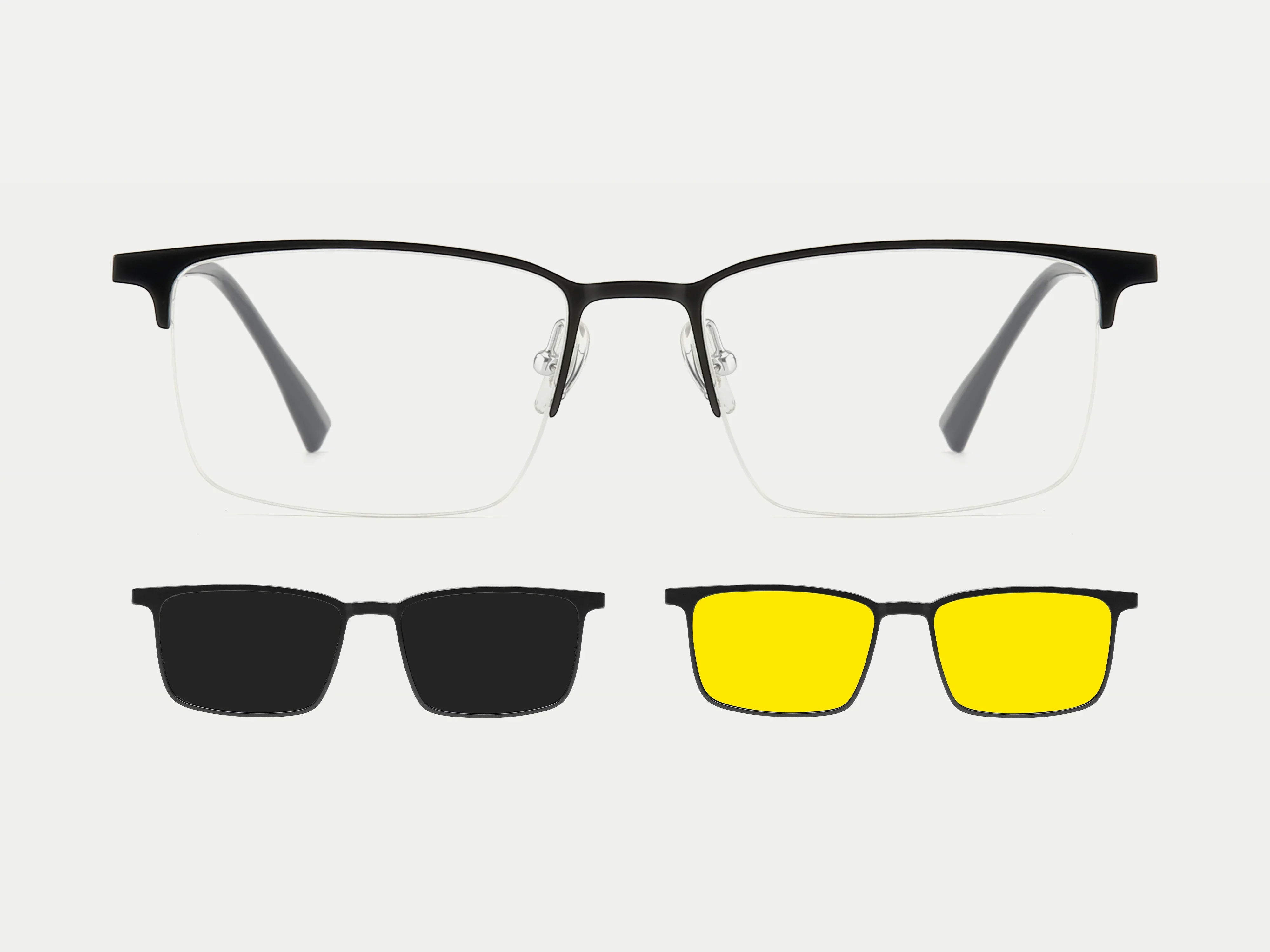 Boris | Semi-rimless Titanium Magnetic Clip-on Eyeglasses