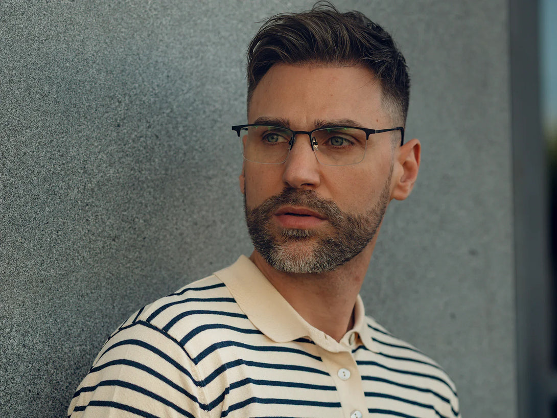Boris | Semi-rimless Titanium Magnetic Clip-on Eyeglasses Sunglasses