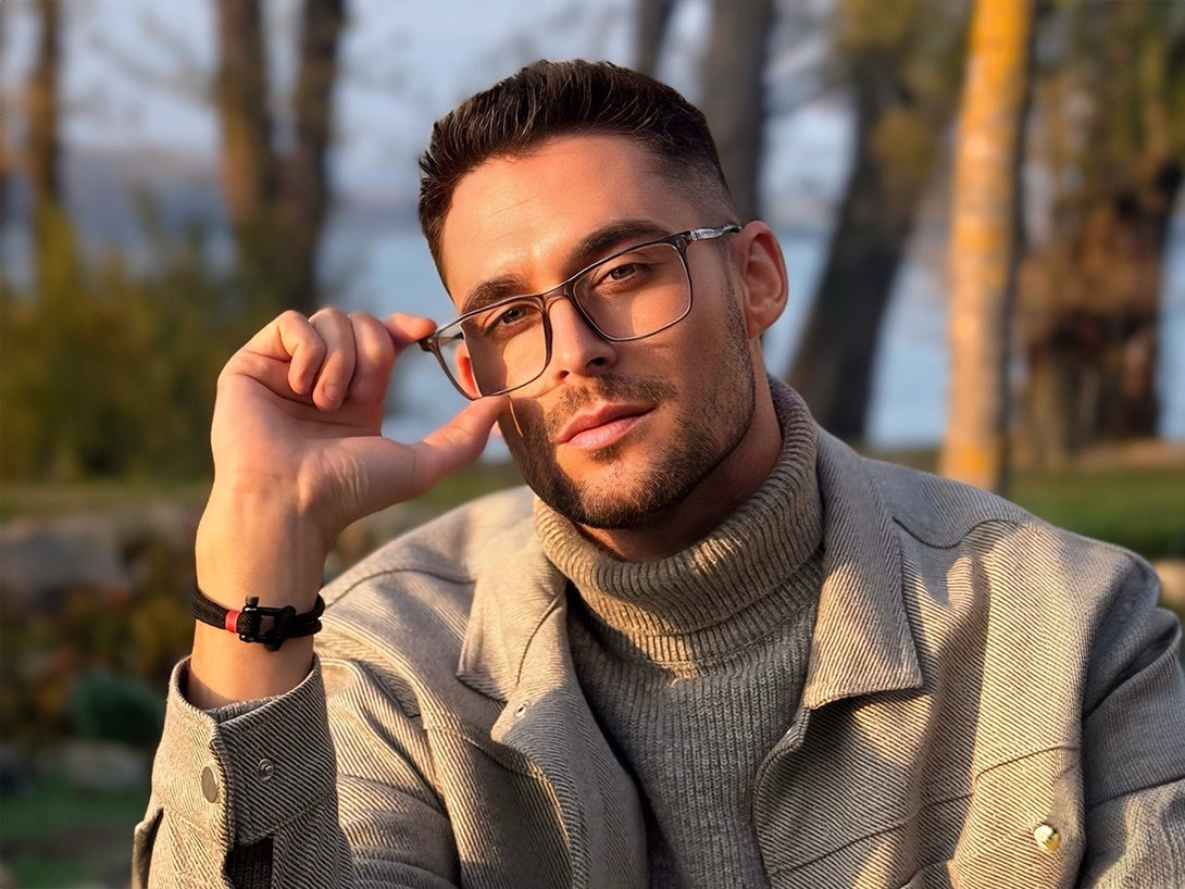 Brown | Rectangular TR90 Magnetic Flip-up Clip-on Eyeglasses Sunglasses | ZanyLen