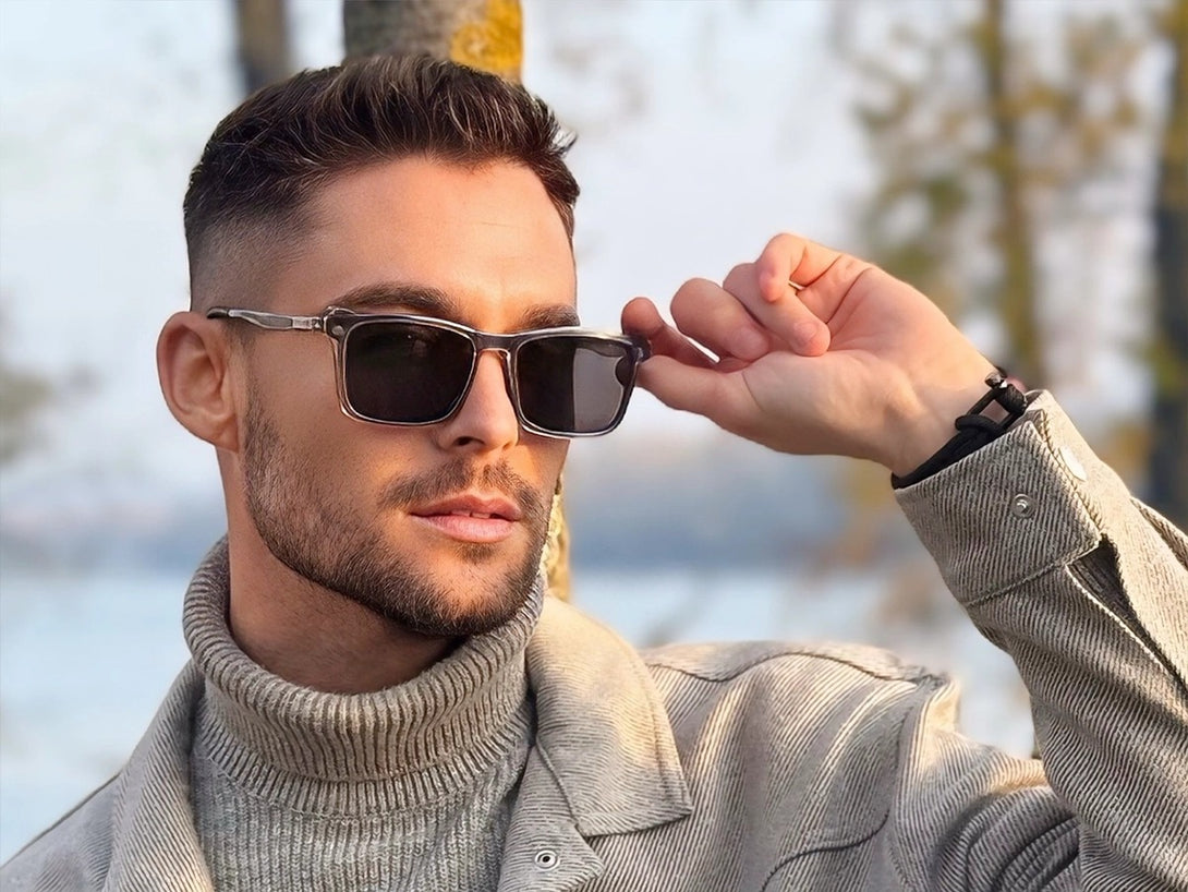 Brown | Rectangular TR90 Magnetic Flip-up Clip-on Eyeglasses Sunglasses | ZanyLen