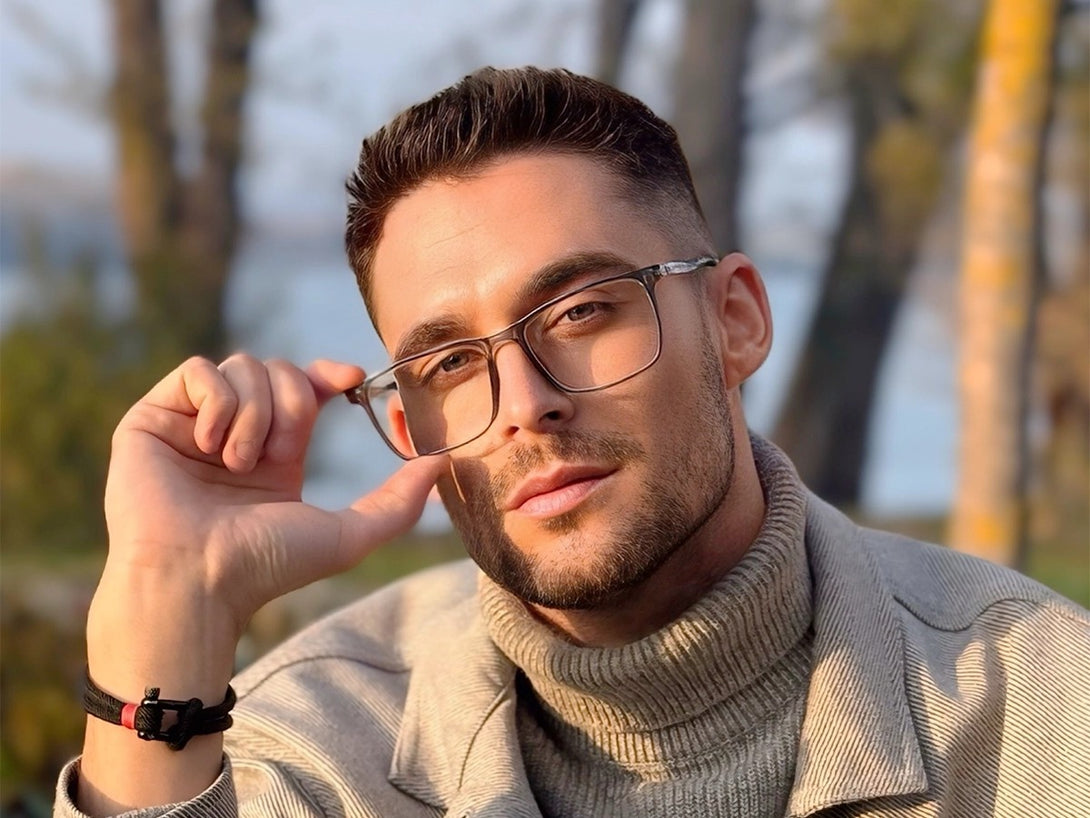 Brown | Rectangular TR90 Magnetic Flip-up Clip-on Eyeglasses Sunglasses | ZanyLen