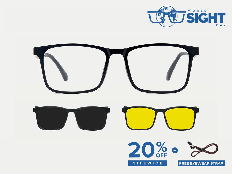 ZanyLen TR90 Rectangle Magnetic Flip-up Clip-on Eyeglasses