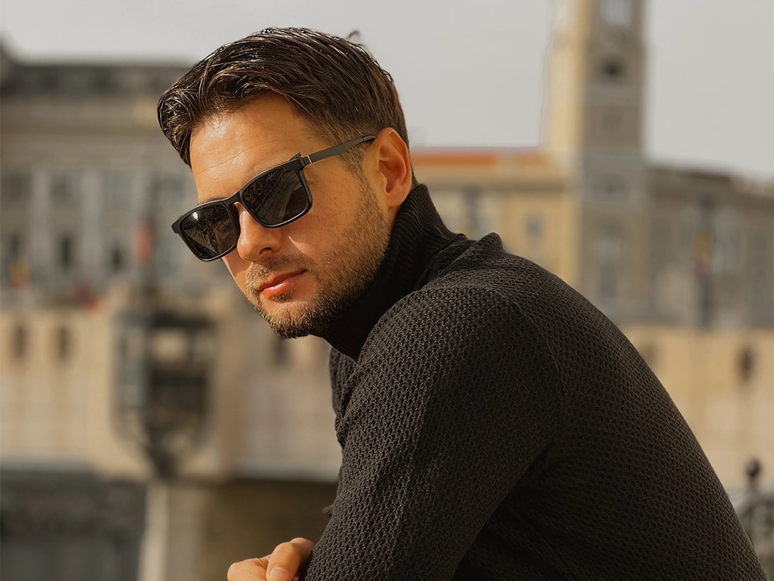 Brown | Rectangular TR90 Magnetic Flip-up Clip-on Eyeglasses Sunglasses | ZanyLen