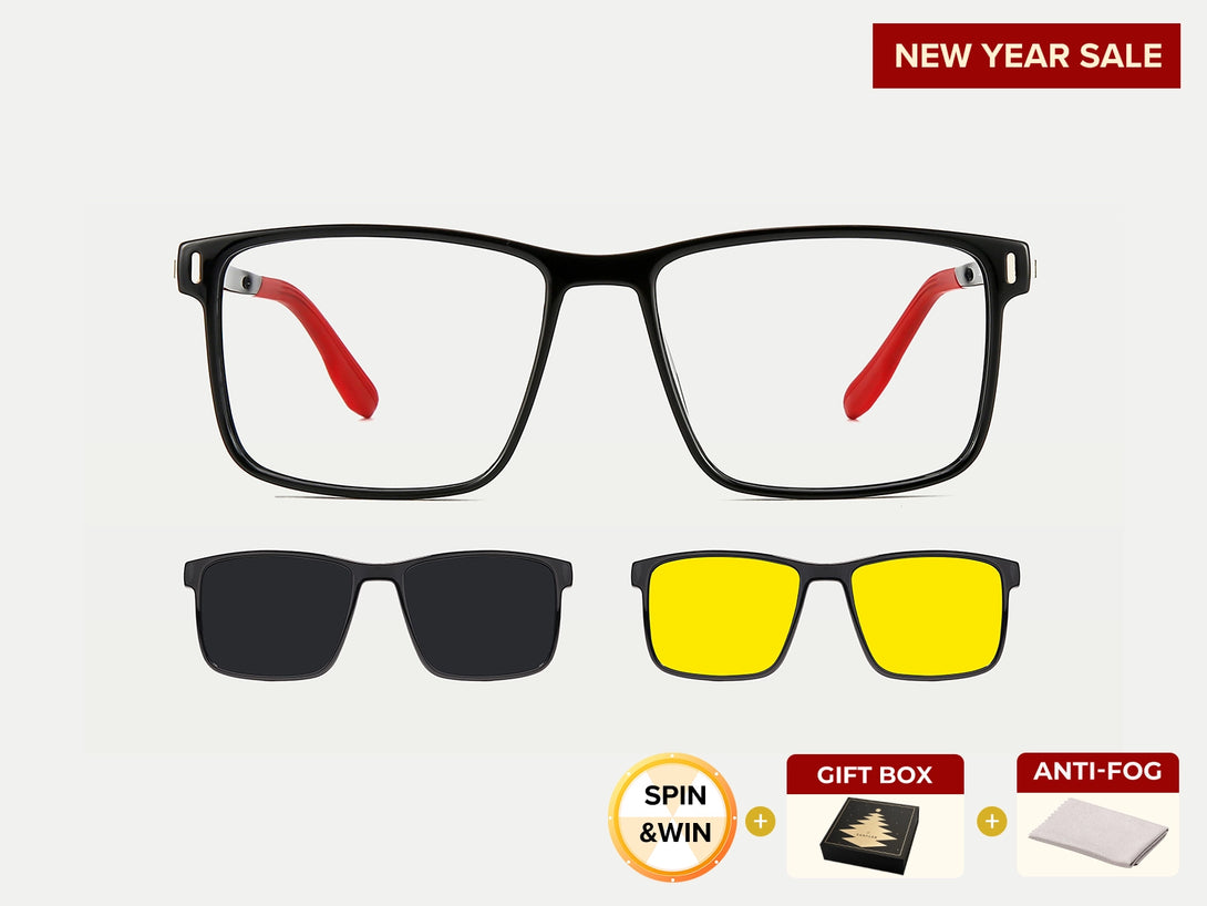 Colt TR90 Rectangle Sporty Magnetic Clip-on Eyeglasses