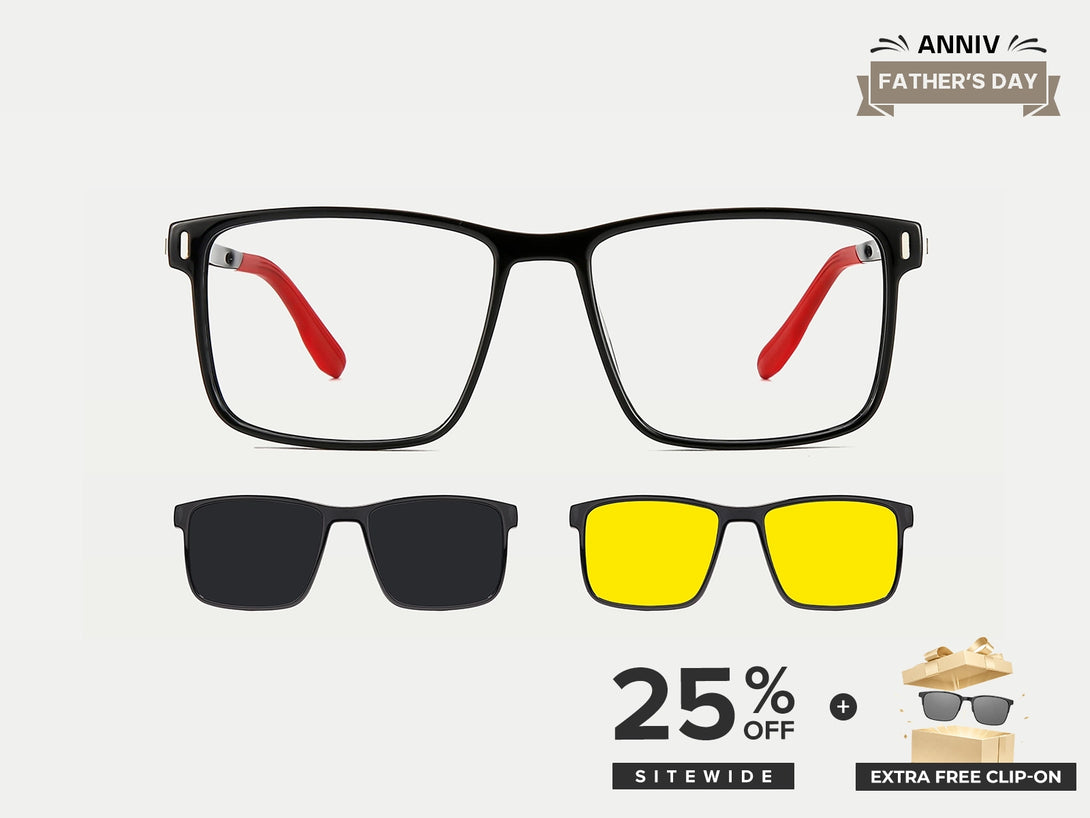 Colt TR90 Rectangle Sporty Magnetic Clip-on Eyeglasses