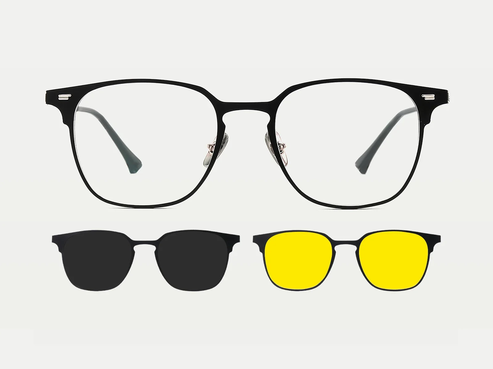 ZanyLen Ellison Titanium Square Magnetic Clip-on Eyeglasses