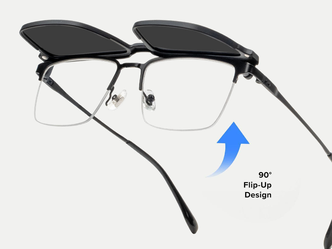 Gavin | Magnetic Flip-up Clip-on Eyeglasses Sunglasses | ZanyLen New