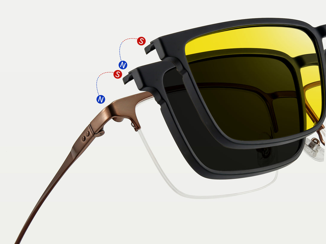 Gavin | Magnetic Flip-up Clip-on Eyeglasses Sunglasses | ZanyLen New