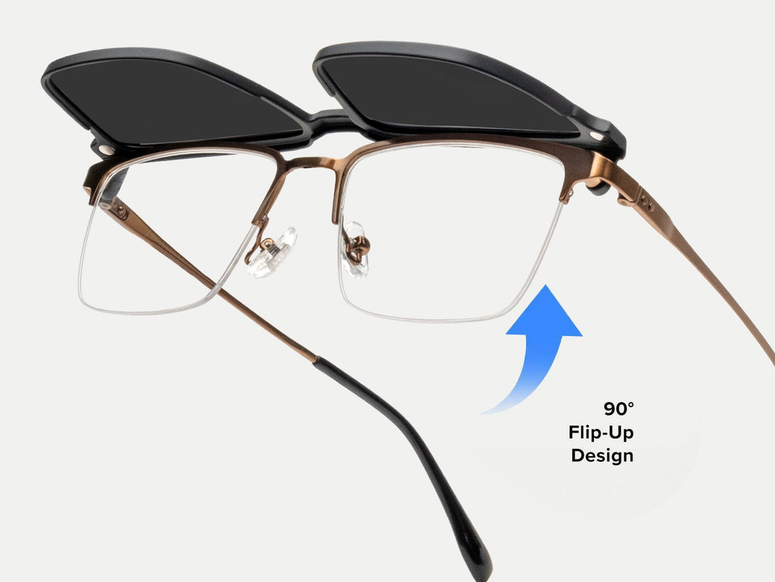 Gavin | Magnetic Flip-up Clip-on Eyeglasses Sunglasses | ZanyLen New