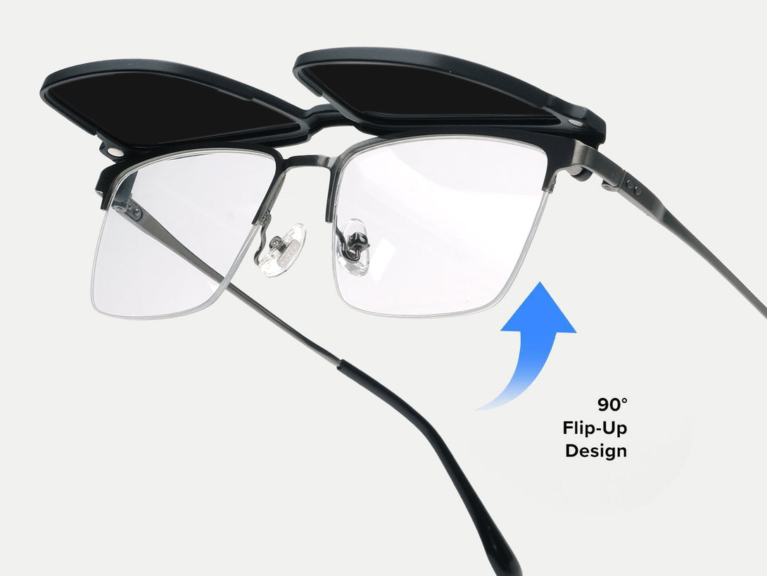 Gavin | Magnetic Flip-up Clip-on Eyeglasses Sunglasses | ZanyLen New