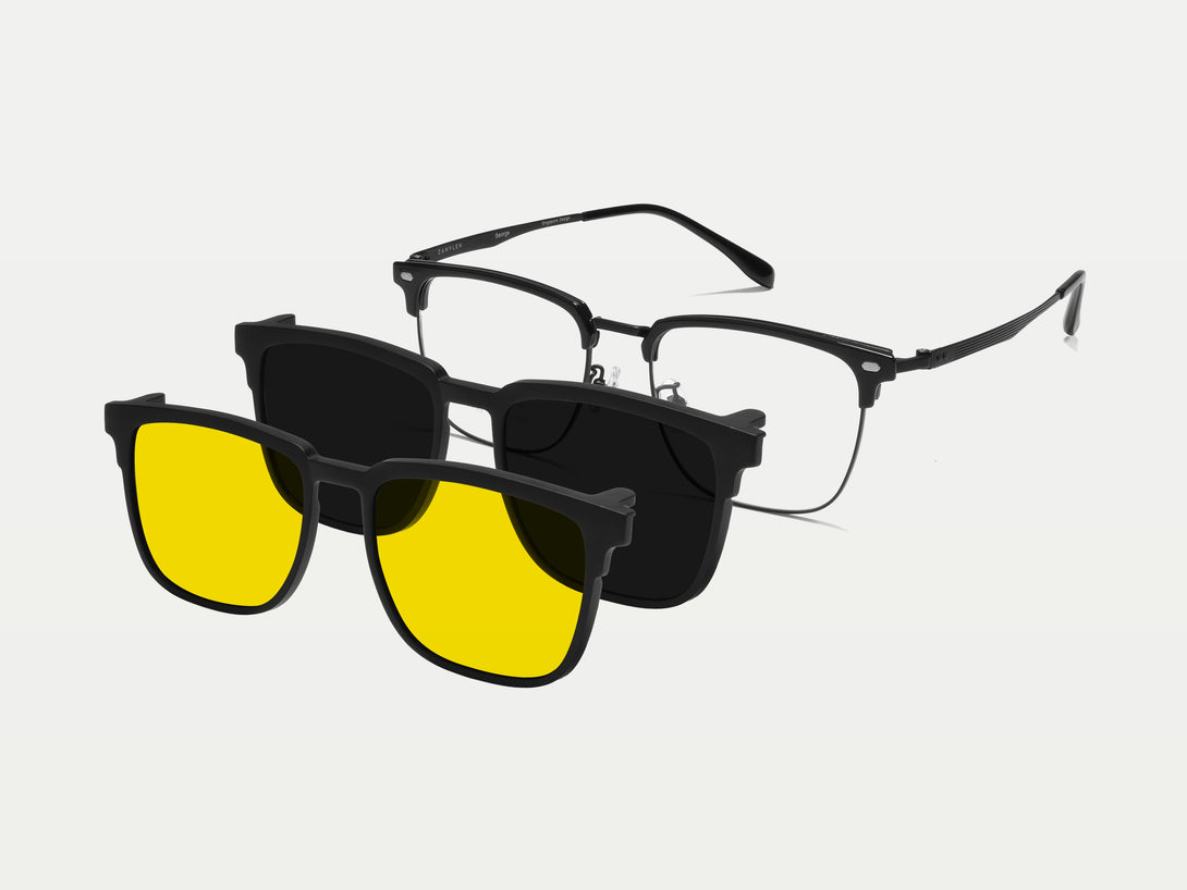 Flip-up Titanium Acetate Browline Rectangle Magnetic Clip-on