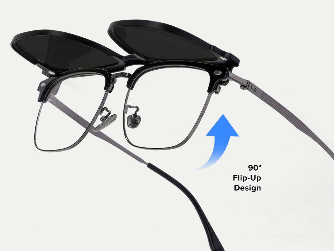 George | Browline Flip-up Magnetic Clip-on Glasses | ZanyLen New Arrival 2024