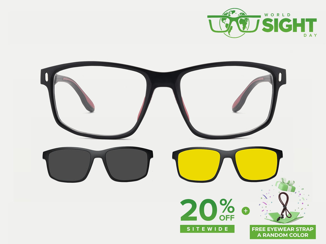 ZanyLen TR90 Rectangle Sporty Magnetic Clip-on Eyeglasses