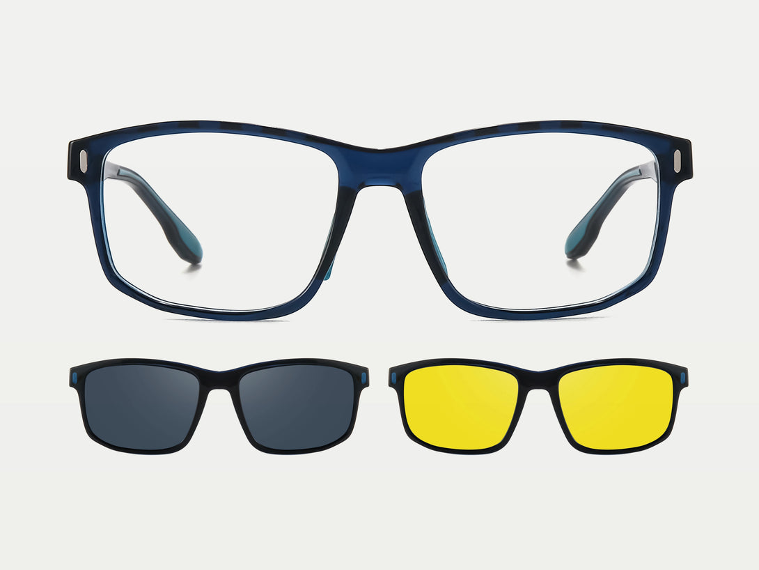 ZanyLen TR90 Rectangle Sporty Magnetic Clip-on Eyeglasses