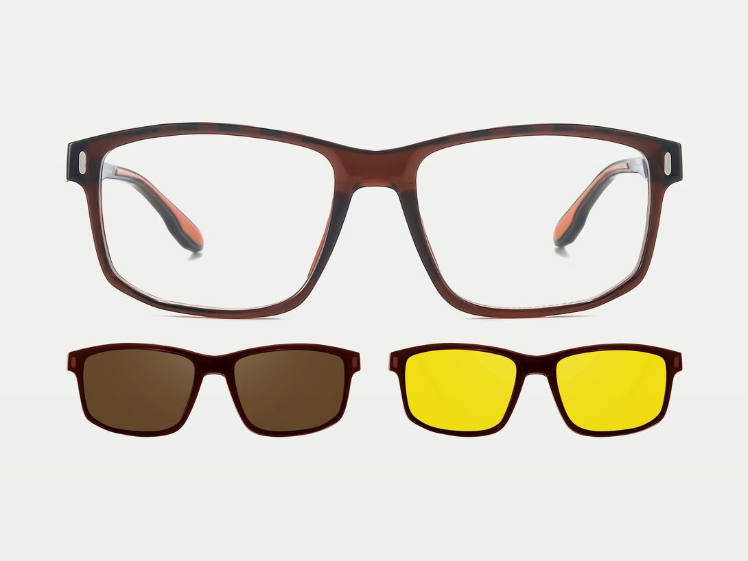 ZanyLen TR90 Rectangle Sporty Magnetic Clip-on Eyeglasses