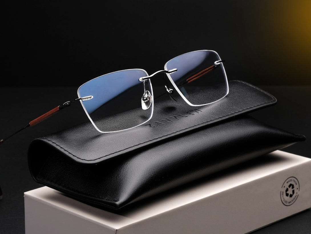 Hugo | Handmade Wooden Titanium Rimless Eyeglasses | ZanyLen New
