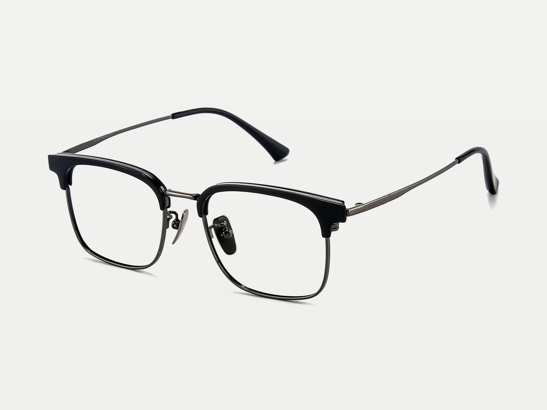 Edward | Leisure Acetate Browline And Titanium Wire Eyeglasses