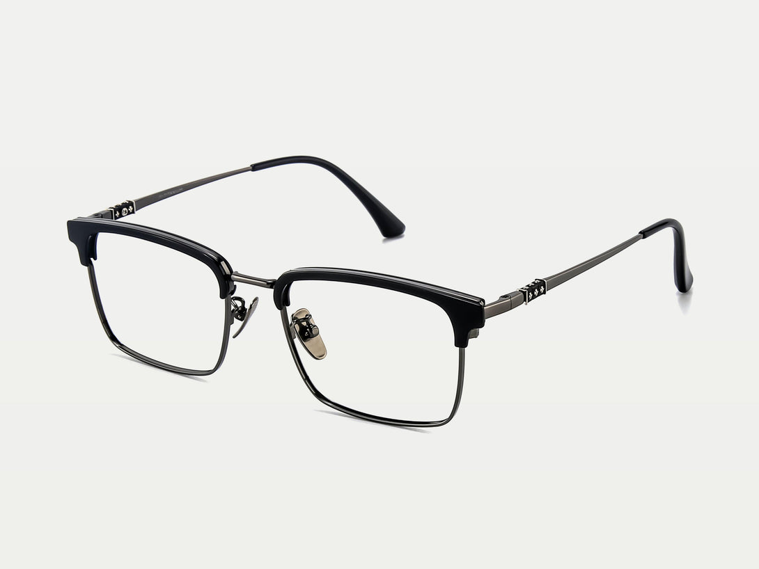 Dave | Leisure Acetate Browline And Titanium Eyeglasses