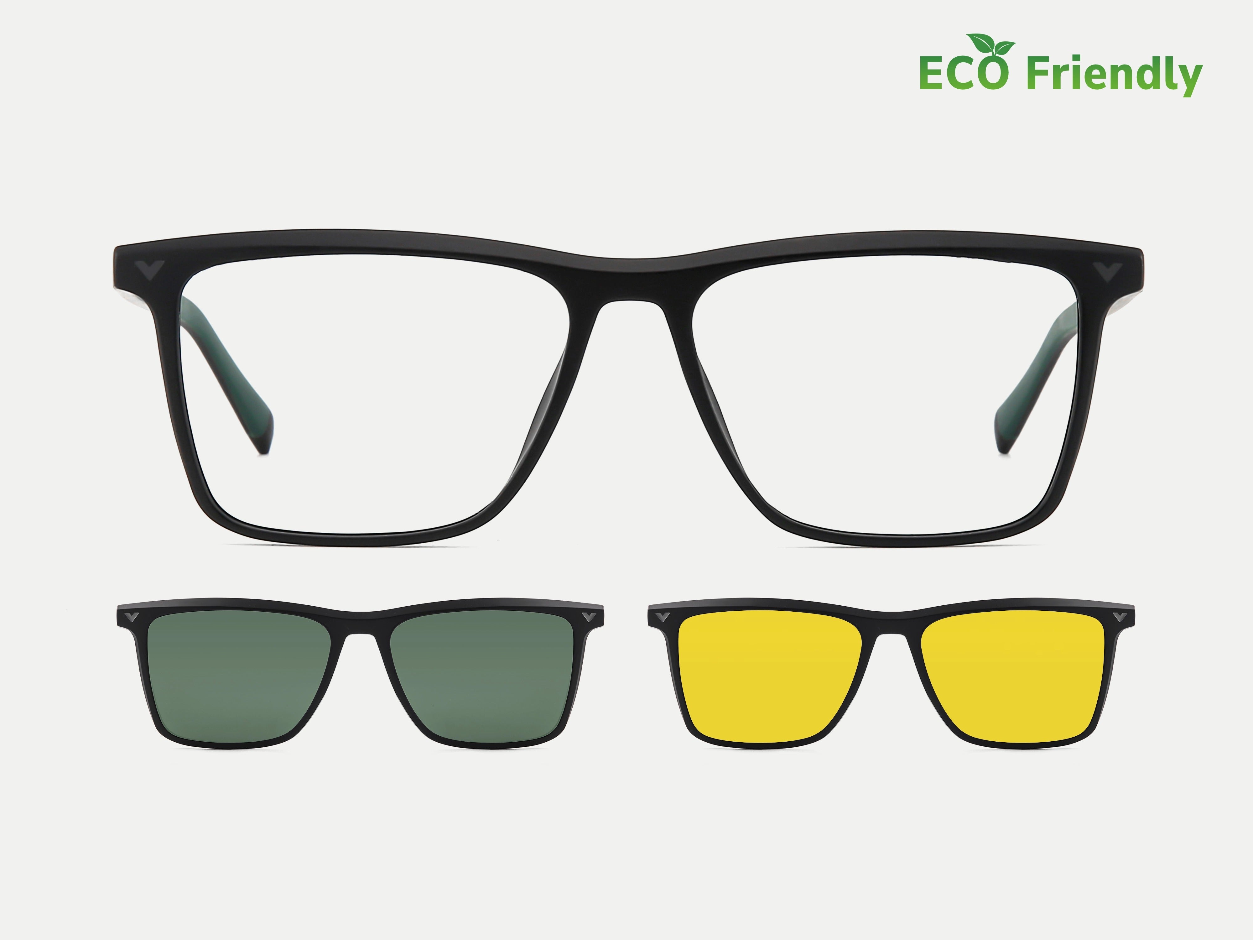 ZanyLen Eco-friendly TR Rectangle Magnetic Clip-on Glasses