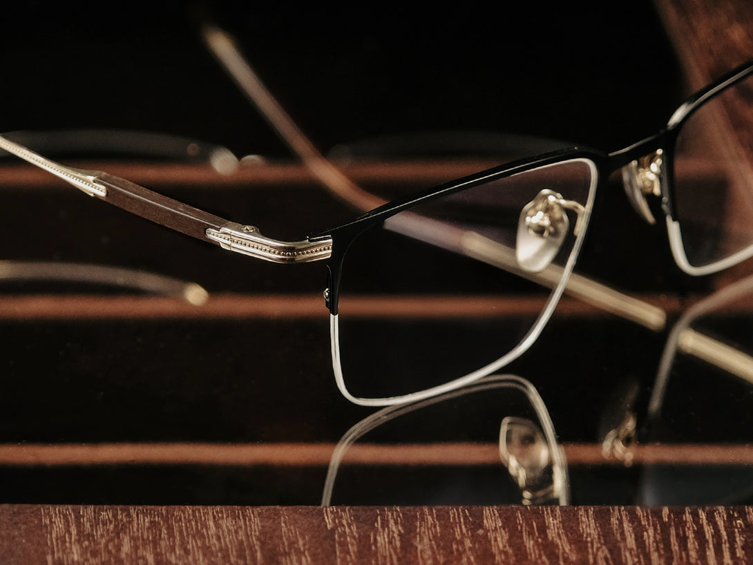 Jeffrey | Handmade Wooden Titanium Semi-rimless Eyeglasses | ZanyLen New