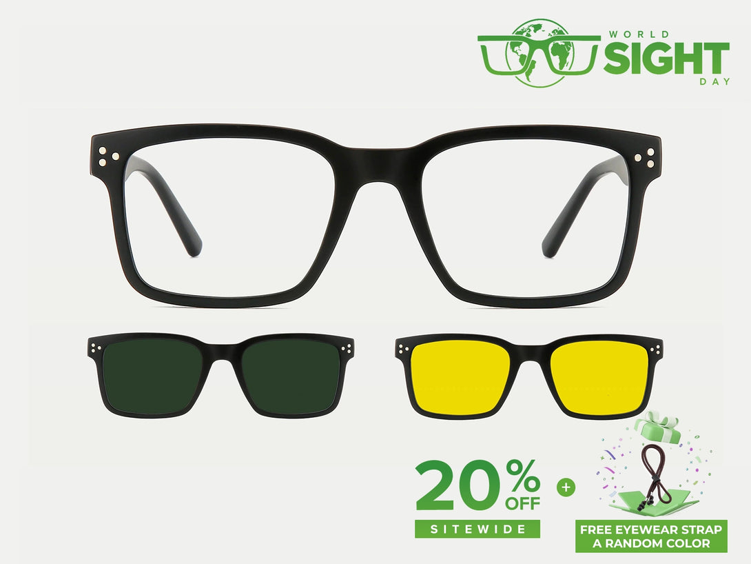 Joel TR90 Rectangle Stylish Magnetic Clip-on Eyeglasses