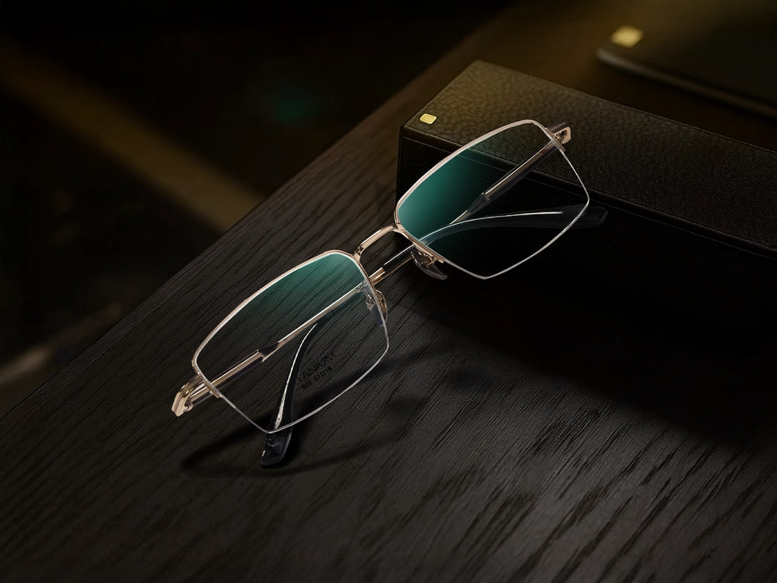 Kevin | Handmade Wooden Titanium Semi-rimless Eyeglasses | ZanyLen New