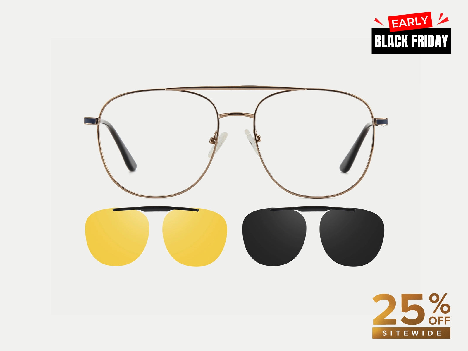 ZanyLen New Metal Flip-up Aviator Magnetic Clip-on Sunglasses