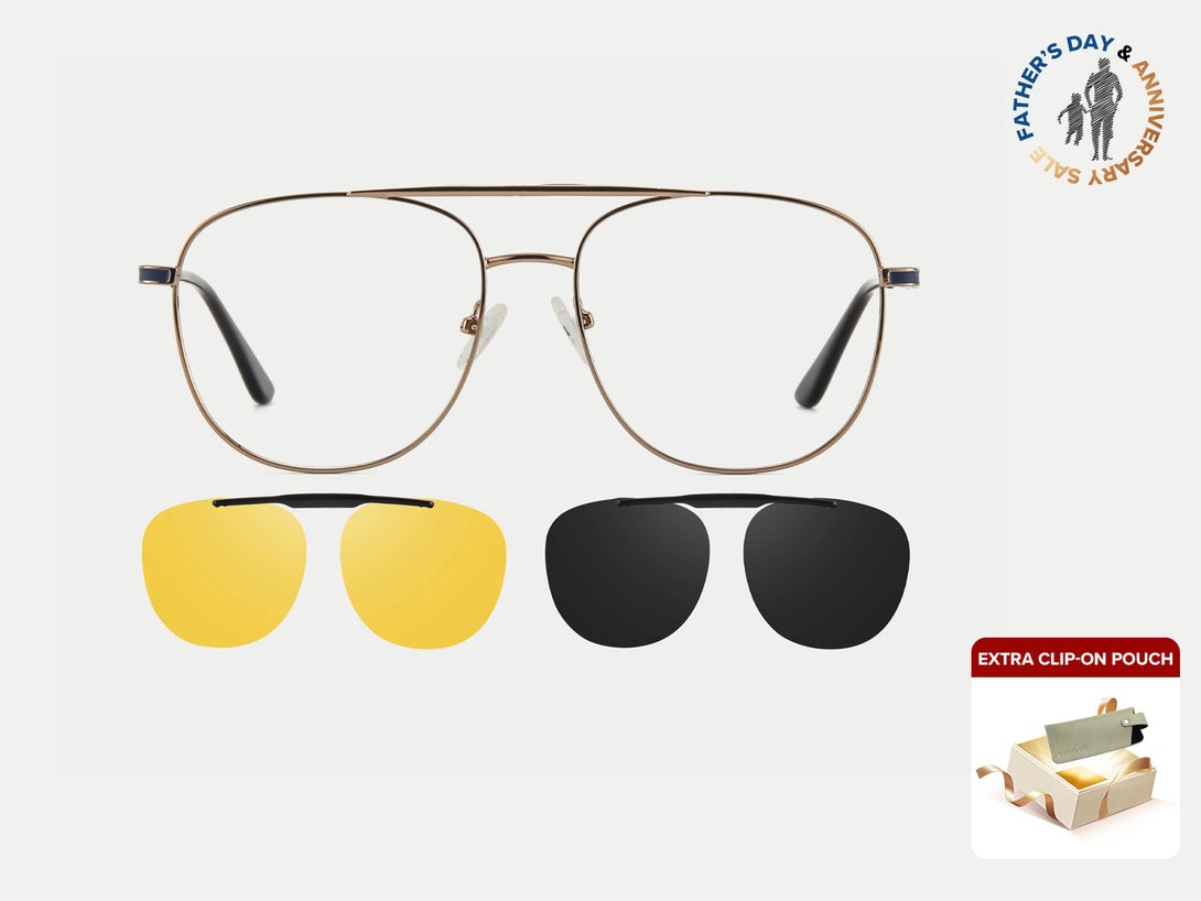 Logan | Aviator Flip-up Magnetic Clip-on Eyeglasses Sunglasses | ZanyLen New