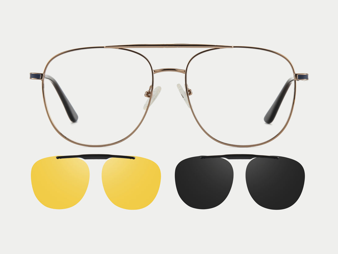 Logan | Aviator Flip-up Magnetic Clip-on Eyeglasses Sunglasses | ZanyLen New