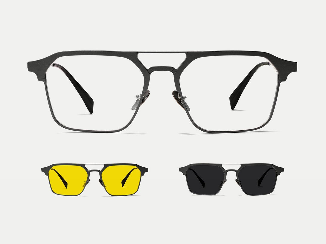 clip in glasses for goggles ZanyLen Retro Aviator Browline Titanium Men's Magnetic Clip-on Eyewear – ZANYLEN