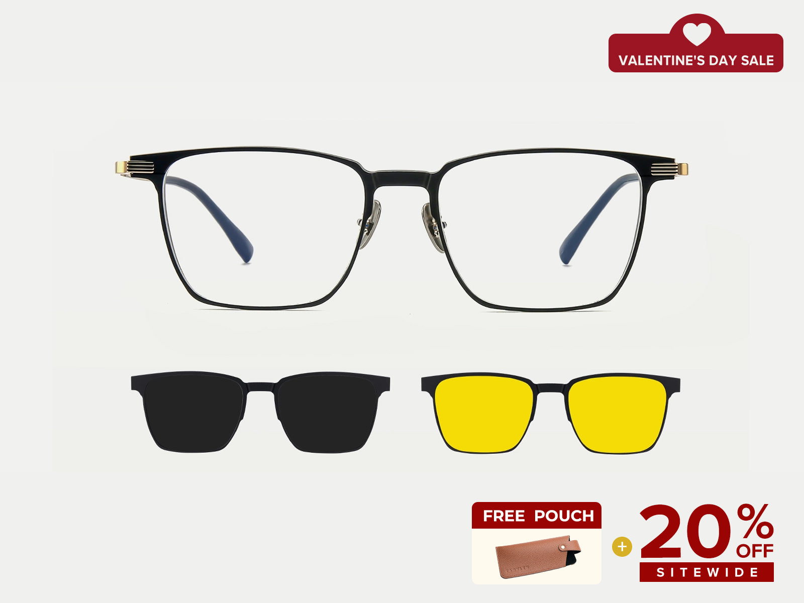 ZanyLen New Arrival Men Magnetic Clip on Sunglasses Rectangle