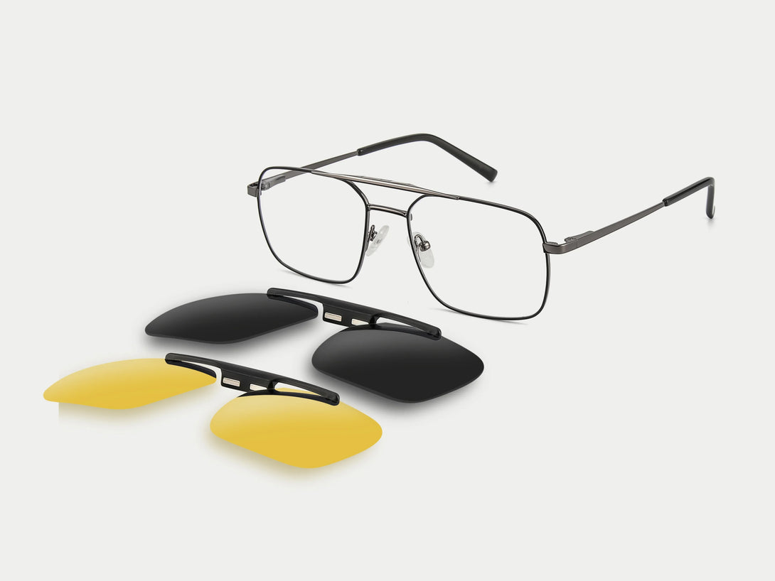 ZanyLen New Ronald Metal Flip-up Aviator Magnetic Clip-on