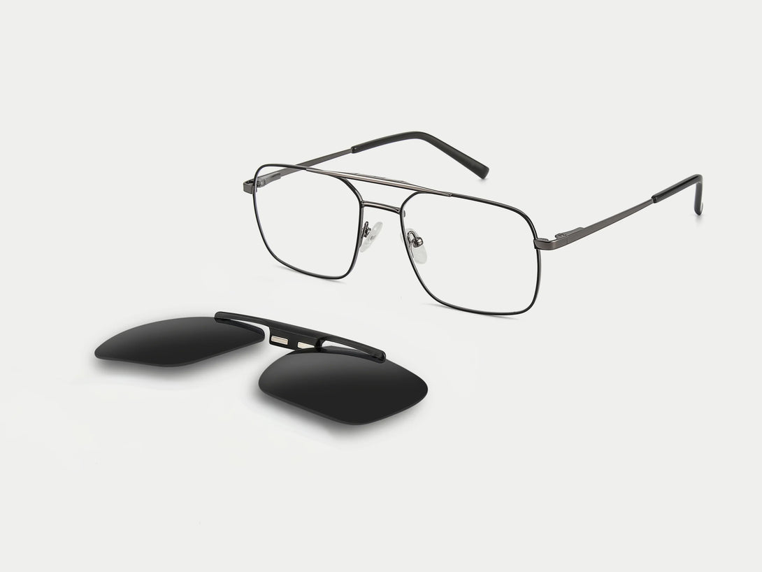 Ronald | Aviator Flip-up Magnetic Clip-on Eyeglasses Sunglasses | ZanyLen