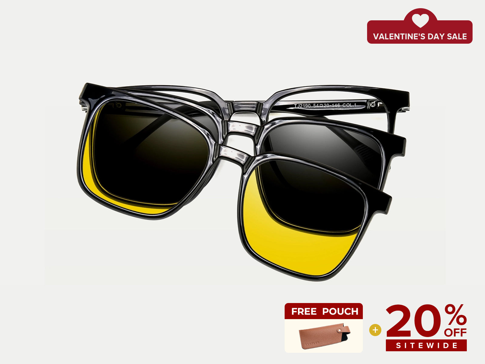 ZanyLen Square Black Crystal Men's Magnetic Clip-on TR90 Eyewear