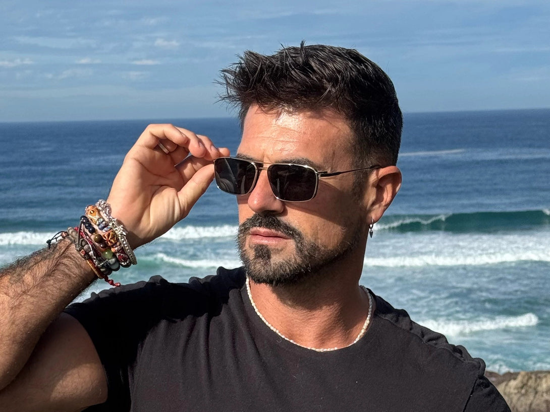 Steven | Hypoallergenic Titanium Rectangular Magnetic Clip-on Eyeglasses Sunglasses