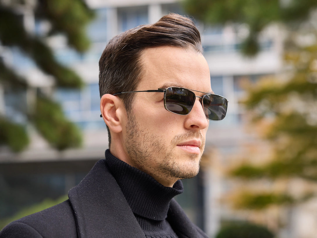 Steven | Hypoallergenic Titanium Rectangular Magnetic Clip-on Eyeglasses Sunglasses