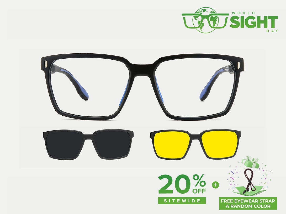 ZanyLen TR90 Rectangle Sporty Magnetic Clip-on Eyeglasses