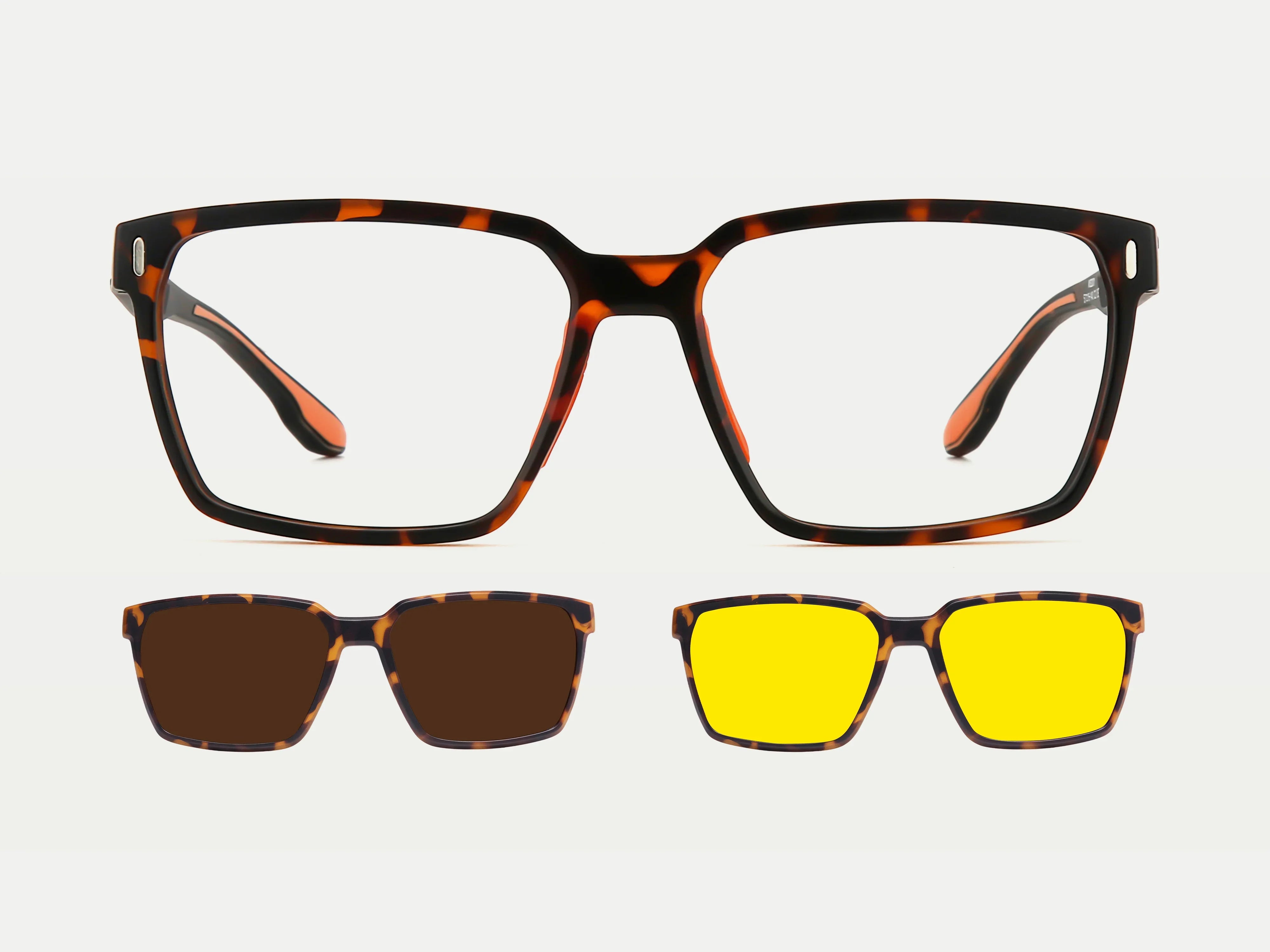 ZanyLen TR90 Rectangle Sporty Magnetic Clip-on Eyeglasses