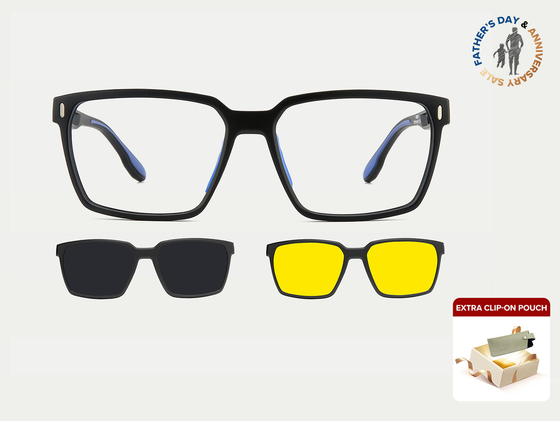 Tate | Magnetic Sporty Clip-on Eyeglasses Sunglasses | ZanyLen New